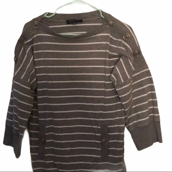 Jones New York Grey striped sweatshirt Medium - Picture 1 of 5